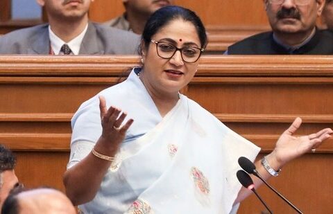 Delhi Chief Minister Rekha Gupta during the budget session of the Delhi Legislative Assembly, in New Delhi on Tuesday, 24 March 2026. (PTI)