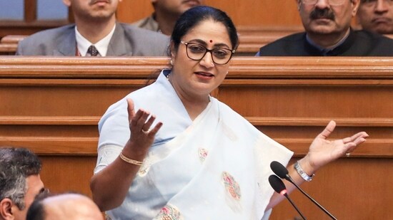 Delhi Chief Minister Rekha Gupta during the budget session of the Delhi Legislative Assembly, in New Delhi on Tuesday, 24 March 2026. (PTI)