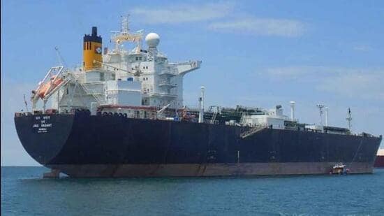 Ship-tracking data showed the vessels, the Pine Gas and Jag Vasant (seen in photo), set sail from the UAE coastline (Photo courtesy: VesselFinder)