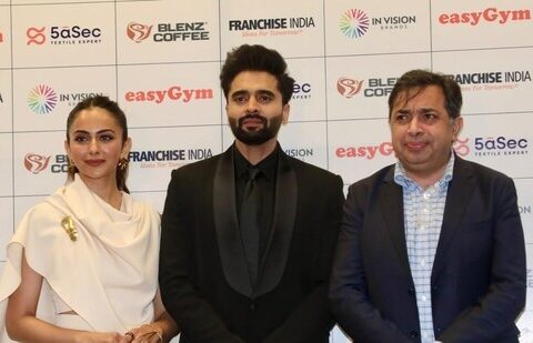 Actors Rakul Preet and Jackky Bhagnani, and Franchise India Chairman Gaurav Marya,