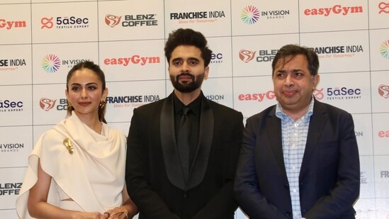 Actors Rakul Preet and Jackky Bhagnani, and Franchise India Chairman Gaurav Marya,