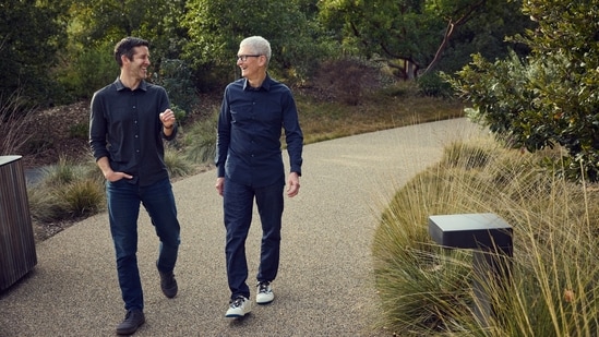 Apple CEO Tim Cook (right) with successor John Ternus.