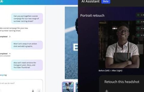 Canva AI 2.0’s conversational agents, and (right) Adobe’s upcoming Firefly AI Assistant. (Official photo)