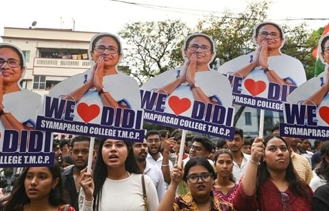 Trinamool Congress (TMC) supporters take part in a rally in support of West Bengal Chief Minister and the party's President Mamata Banerjee as part of an election campaign, ahead of the state Assembly elections, at Bhabanipur.  (Photo for representation) (PTI)