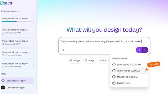 Canva attempts to stitch together a fragmented mess of modern workflows| Business News The option to schedule tasks is a part of the Canva AI 2.0 proposition. (Official photo)