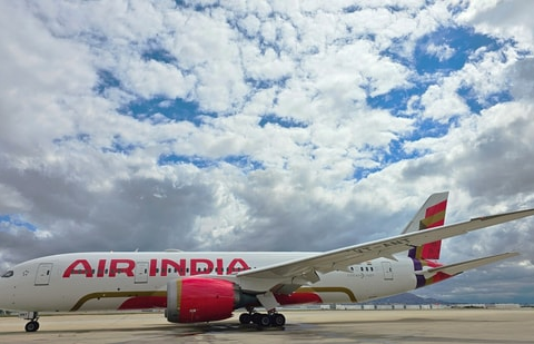 The plane at San Bernardino in the US before take-off for Delhi. (Photo: Air India)