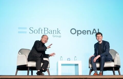 SoftBank’s Masayoshi Son, left, and OpenAI’s Sam Altman.