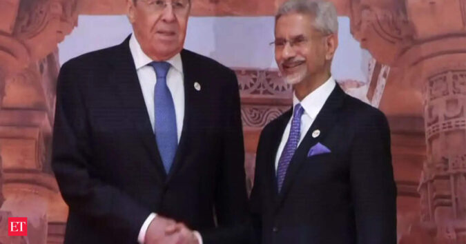 EAM Jaishankar welcomes Russian FM Sergey Lavrov at BRICS Foreign Ministers’ meeting ET logo