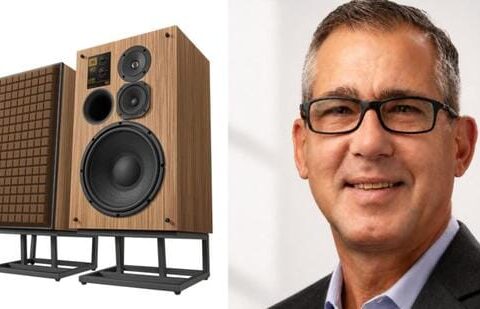 A Limited-Edition JBL L100 Classic, and (right) Dave Rogers, President of the Lifestyle Division at Harman. (Official photo)