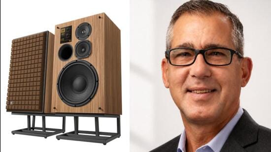 A Limited-Edition JBL L100 Classic, and (right) Dave Rogers, President of the Lifestyle Division at Harman. (Official photo)