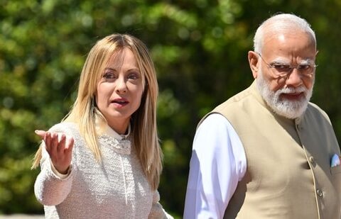 Prime Minister Narendra Modi with his Italian counterpart Giorgia Meloni during his official visit to Rome. (AFP)