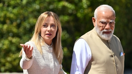 Prime Minister Narendra Modi with his Italian counterpart Giorgia Meloni during his official visit to Rome. (AFP)