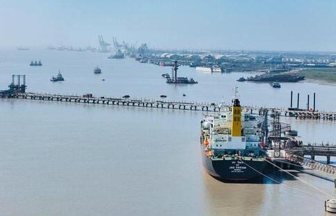Indian-flagged LPG vessel Jag Vikram, carrying 20,400 MT of LPG, berthed at the Kandla Port in Gujarat. (Deendayal Port Authority)