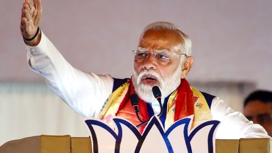 Prime Minister Narendra Modi addresses a public meeting, at Secunderabad in Hyderabad, Telangana. (PTI)