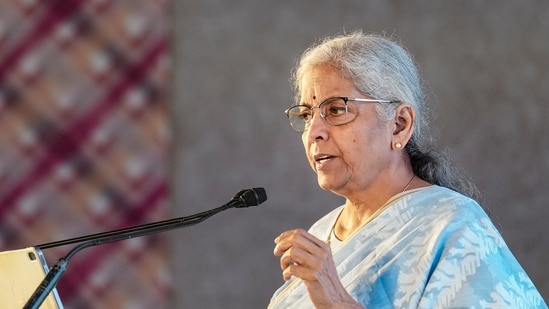 Mumbai: Union Finance Minister Nirmala Sitharaman addresses the 37th Foundation Day event of the Small Industries Development Bank of India (SIDBI), in Mumbai. (PTI)