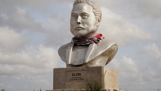 FILE PHOTO: A bust of Elon Musk, as SpaceX prepares to file for an initial public offering (IPO), in Brownsville, Texas, U.S (REUTERS)