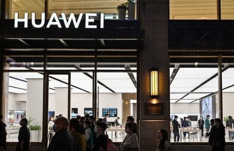 A Huawei store in Shanghai.