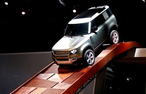 Jaguar Land Rover Defender 90 is pictured at a steep track during a demo at the Frankfurt Motor Show. (REUTERS File)