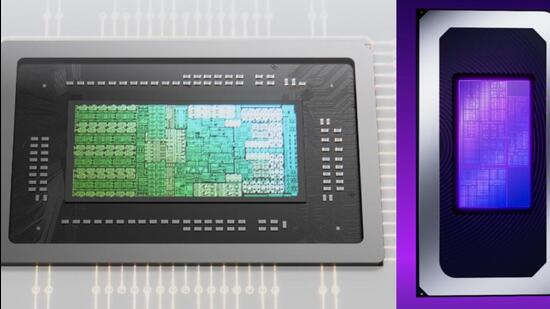 The Nvidia RTX Spark chip, and (right) Intel’s handheld gaming console optimised Arc G3 chip. (Official picture)