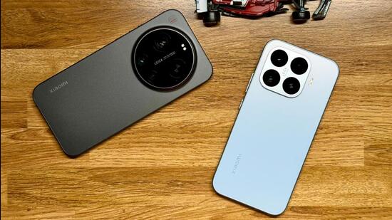 Xiaomi 17T flanked by its sibling, the Xiaomi 17 Ultra, retains the broader Leica experience. (Vishal Mathur | HT Picture)