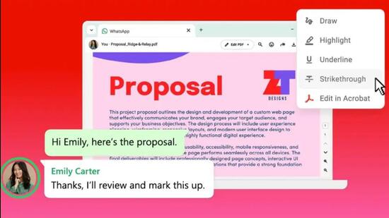 Adobe brings Acrobat to WhatsApp, as chats evolve into document workspaces In what may prove to be one of the most relevant technology integrations of this era, creative platform Adobe has found a way to integrate Acrobat within the very popular instant messaging app WhatsApp. (Official image)