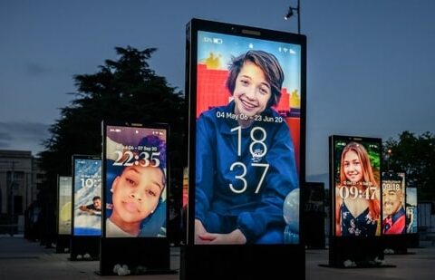 The Lost Screen Memorial installation honors children whose deaths were linked to social media.