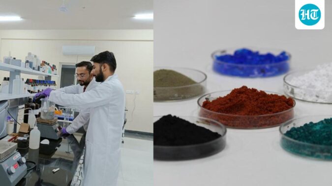Zero waste, 99% purity: MiniMines pulls critical minerals from dead batteries Anupam Kumar and Arvind Bhardwaj working on the extraction process; (right) extracted minerals from a battery. (Official photos)