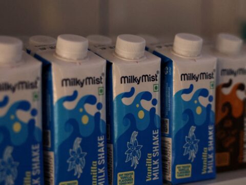Milky Mist jumps 30% in market debut, hits $1.5 billion valuation Milky Mist tetra pack shakes are on display for sale inside its outlet in Bengaluru. (REUTERS)