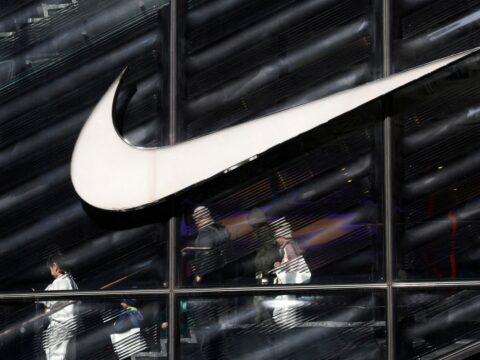 Nike stock fell more than 3% to a fresh 52-week low as On Holding's weak sales and outlook added pressure to the sportswear sector. (REUTERS/Kylie Cooper/File Photo) (REUTERS)
