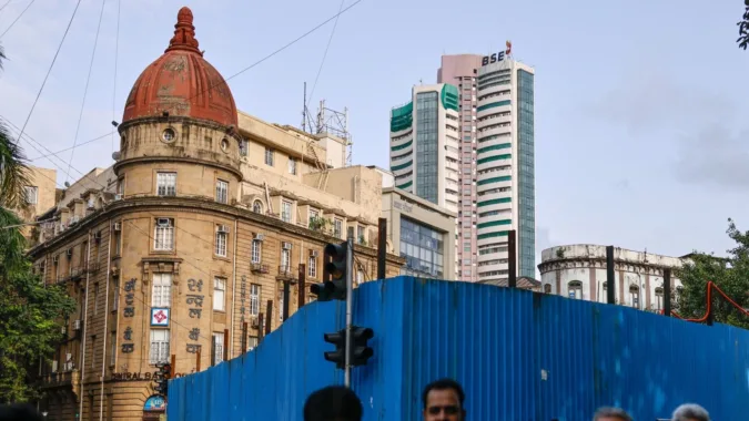 File photo: The Bombay Stock Exchange (BSE) building, rear, in Mumbai (Bloomberg)