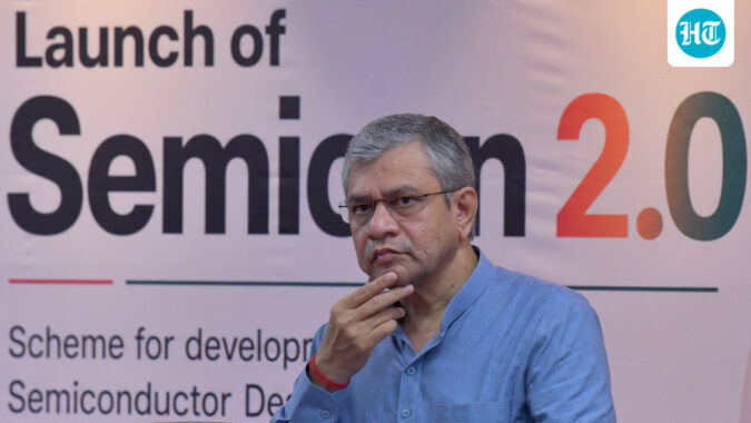 Union Minister for Electronics and Information Technology Ashwini Vaishnaw during the launch of Semicon 2.0 at Rail Bhawan, in New Delhi on Monday. (ANI)
