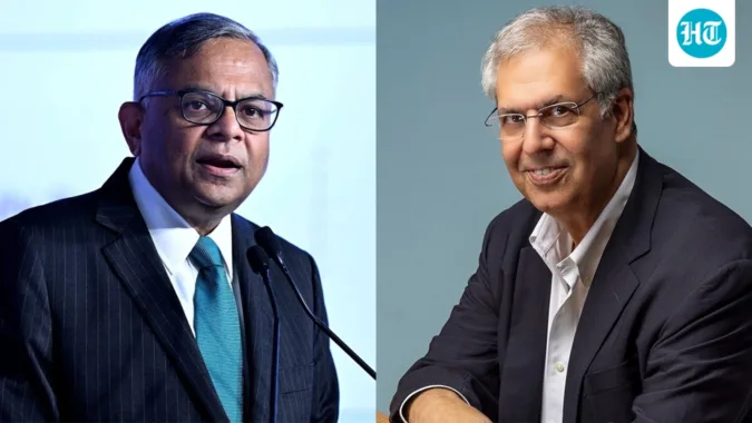 Tata Sons Chairman Natarajan Chandrasekaran (left) and Tata Trusts Chairman Noel Tata.