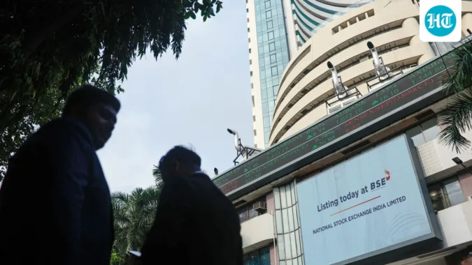 Sensex over 800 points down after longest weekly losing streak in years; crude soars above $106 Signage marking the listing of National Stock Exchange of India Ltd. (NSE) displayed at the Bombay Stock Exchange (BSE) in Mumbai on Sept 24 (Bloomberg)