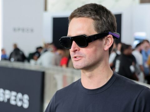 Snap CEO Evan Spiegel wore the company’s smartglasses at an event in June in Long Beach, Calif.