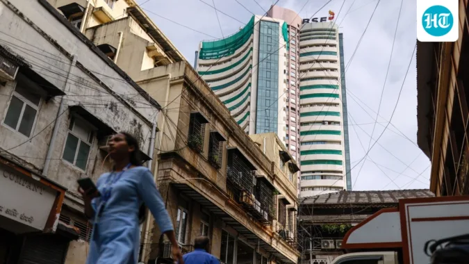 The Bombay Stock Exchange (BSE) building, back, in Mumbai (Bloomberg/File)