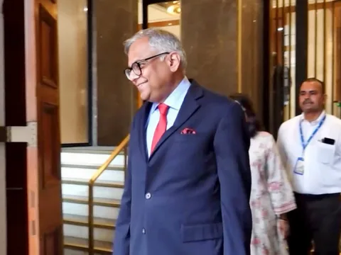 File photo: Tata Sons Chairman N Chandrasekaran leaves Bombay House, in Mumbai (PTI)