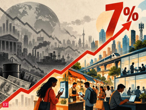 IMF sees India bucking global slowdown, raises 2026 growth forecast to 7% ET logo