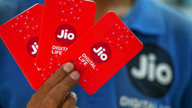 Mobile sim card packets for Jio Platforms Ltd., a unit of Reliance Industries Ltd., in Mumbai. (Bloomberg)