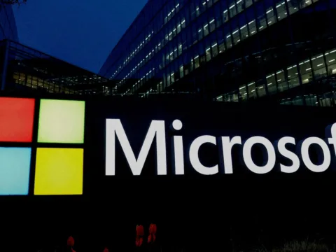 Microsoft stock trades near $518 as investors watch for a possible 10th share split. (REUTERS)