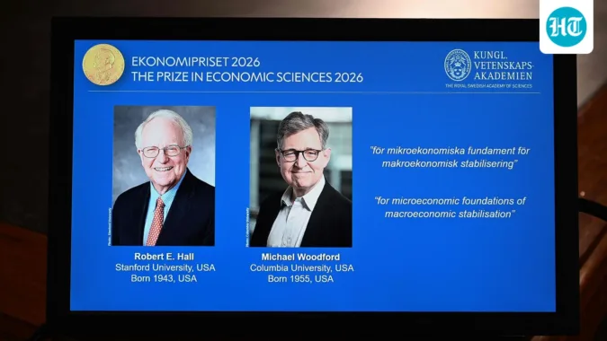 Robert Hall and Michael Woodford win the 2026 Nobel Economics Prize for research on economic stability. (Jonathan Nackstrand / AFP)
