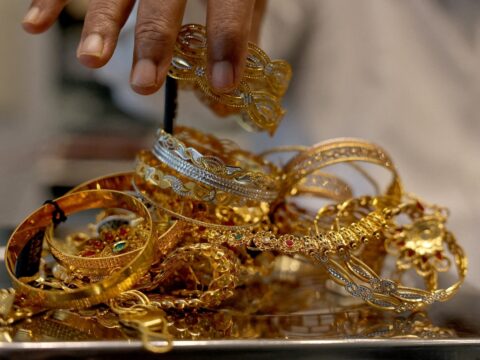On the Multi Commodity Exchange (MCX), the yellow metal for December delivery fell  ₹1,020, or nearly 1 per cent, to  ₹1,49,370 per 10 grams. (REUTERS)