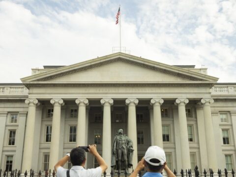 The U.S. Treasury building.