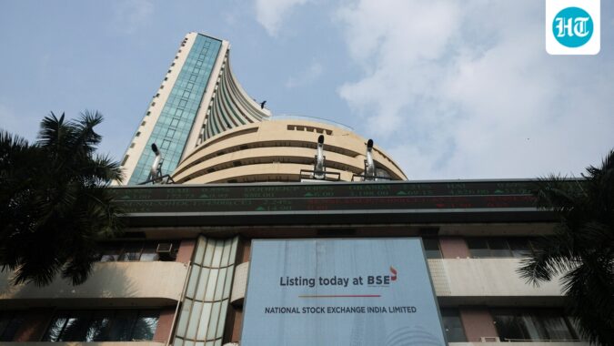 A screen displays a message of the National Stock Exchange (NSE) listing ceremony at the Bombay Stock Exchange (BSE) in Mumbai on September 24 (REUTERS/File)